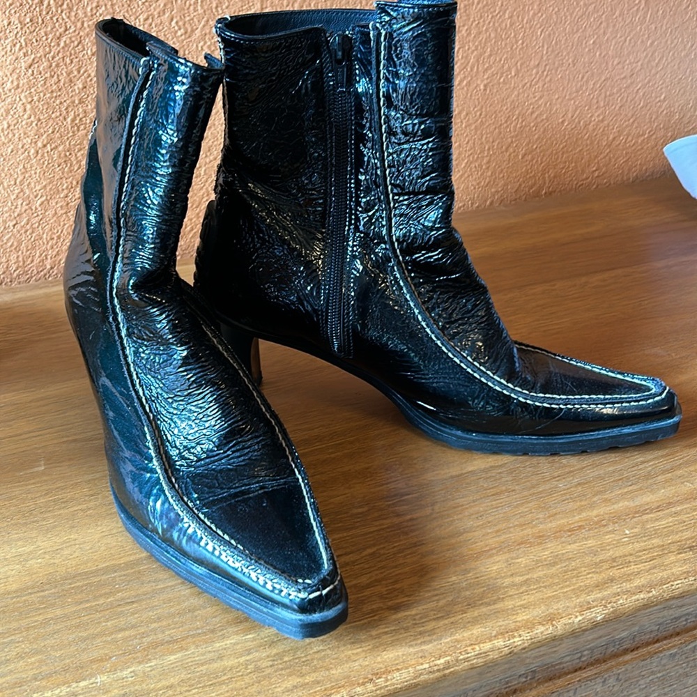 Italian Black patent leather boots